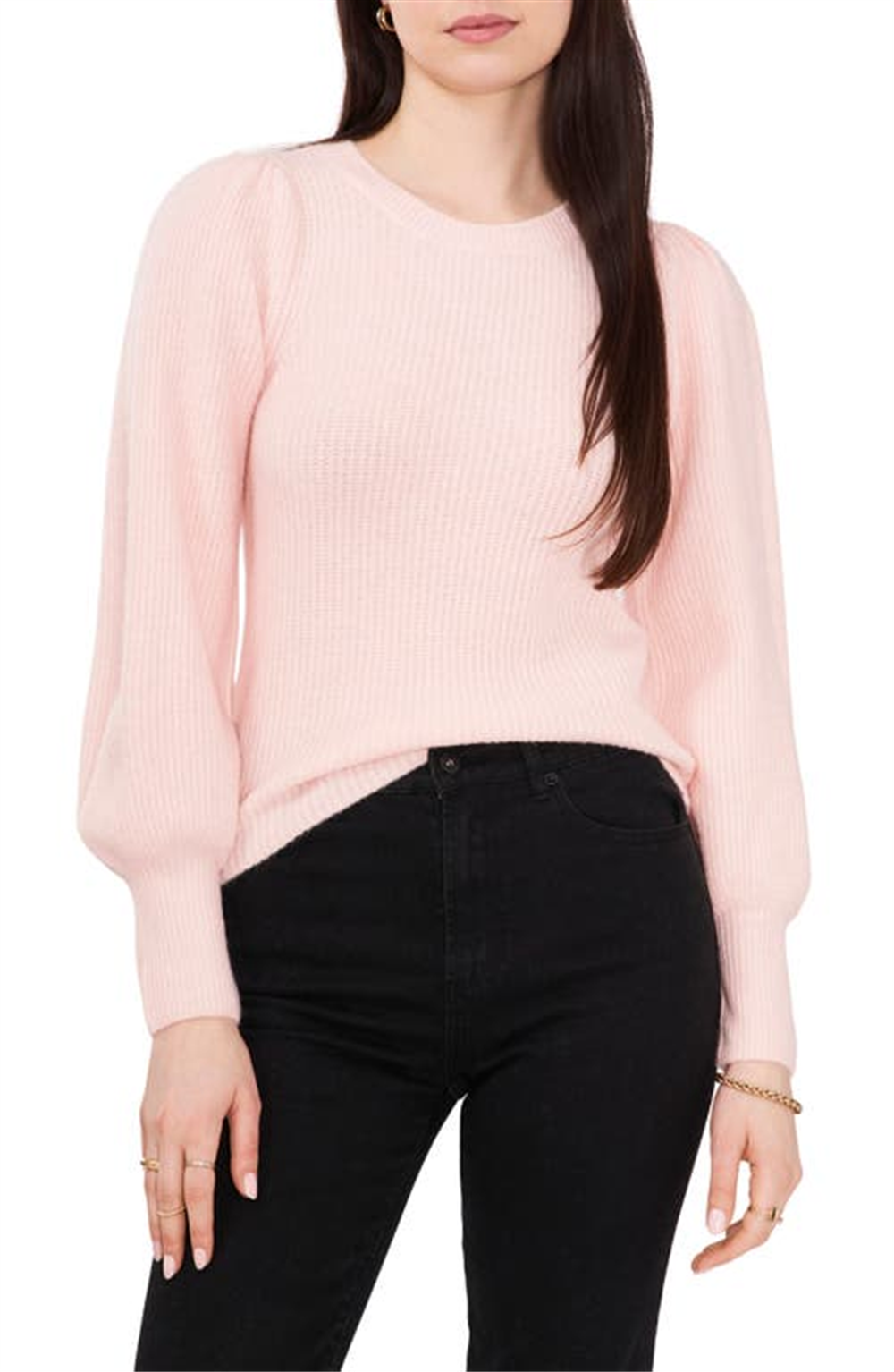 1.State Balloon Sleeve Sweater In Pink Lotus Size Large
