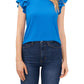 CeCe Women's Double Ruffle Knit Top Blue Size Small
