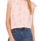 Medium Size CeCe Floral Blouse with Ruffle Flutter Sleeves in English Rose