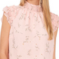 Medium Size CeCe Floral Blouse with Ruffle Flutter Sleeves in English Rose