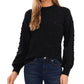 CeCe Women's Bobble Sleeve Cotton Blend Sweater Black Size Medium