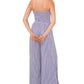 1.STATE Women's Striped Strapless Jumpsuit Blue