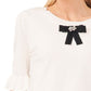 CeCe Women's Embellished Puff Sleeve Sweater Brown Size Small