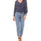 Vince Camuto Women's Animal Print Balloon Sleeve Blouse Blue