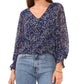 Vince Camuto Women's Animal Print Balloon Sleeve Blouse Blue