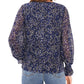 Vince Camuto Women's Animal Print Balloon Sleeve Blouse Blue