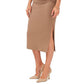 Vince Camuto Women's Side Ruched Midi Skirt Brown Size Medium