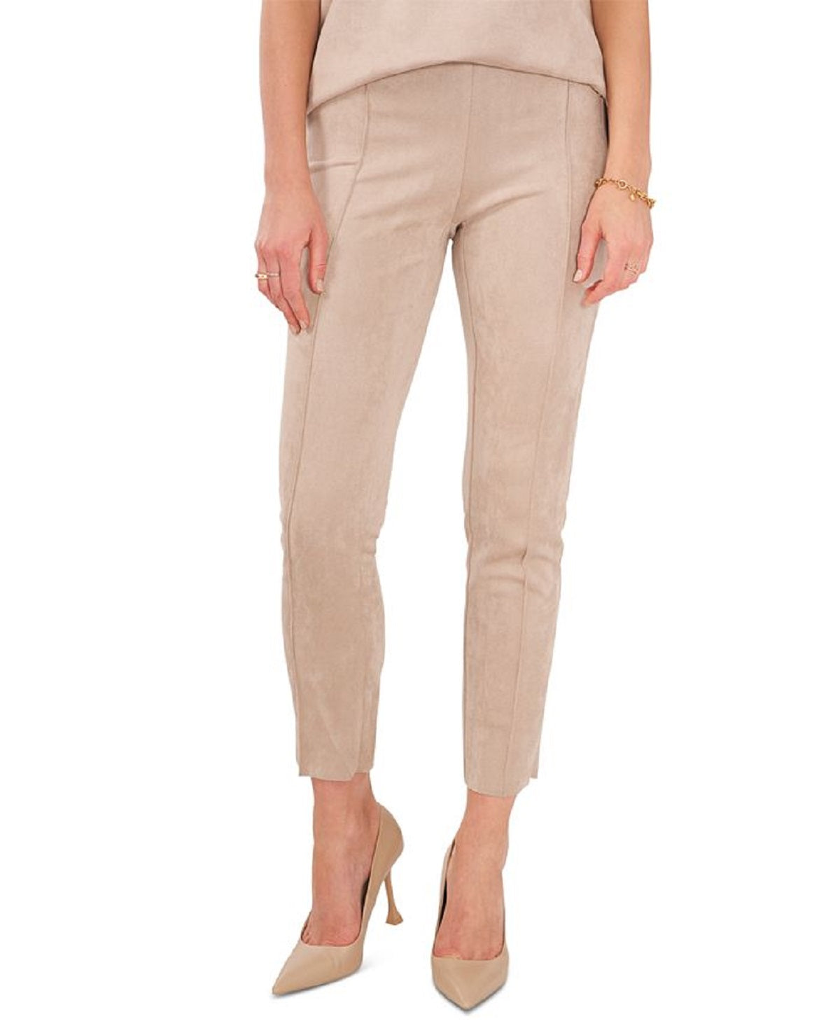 Vince Camuto Women's Pintuck Faux Suede Leggings Brown Size X-Small