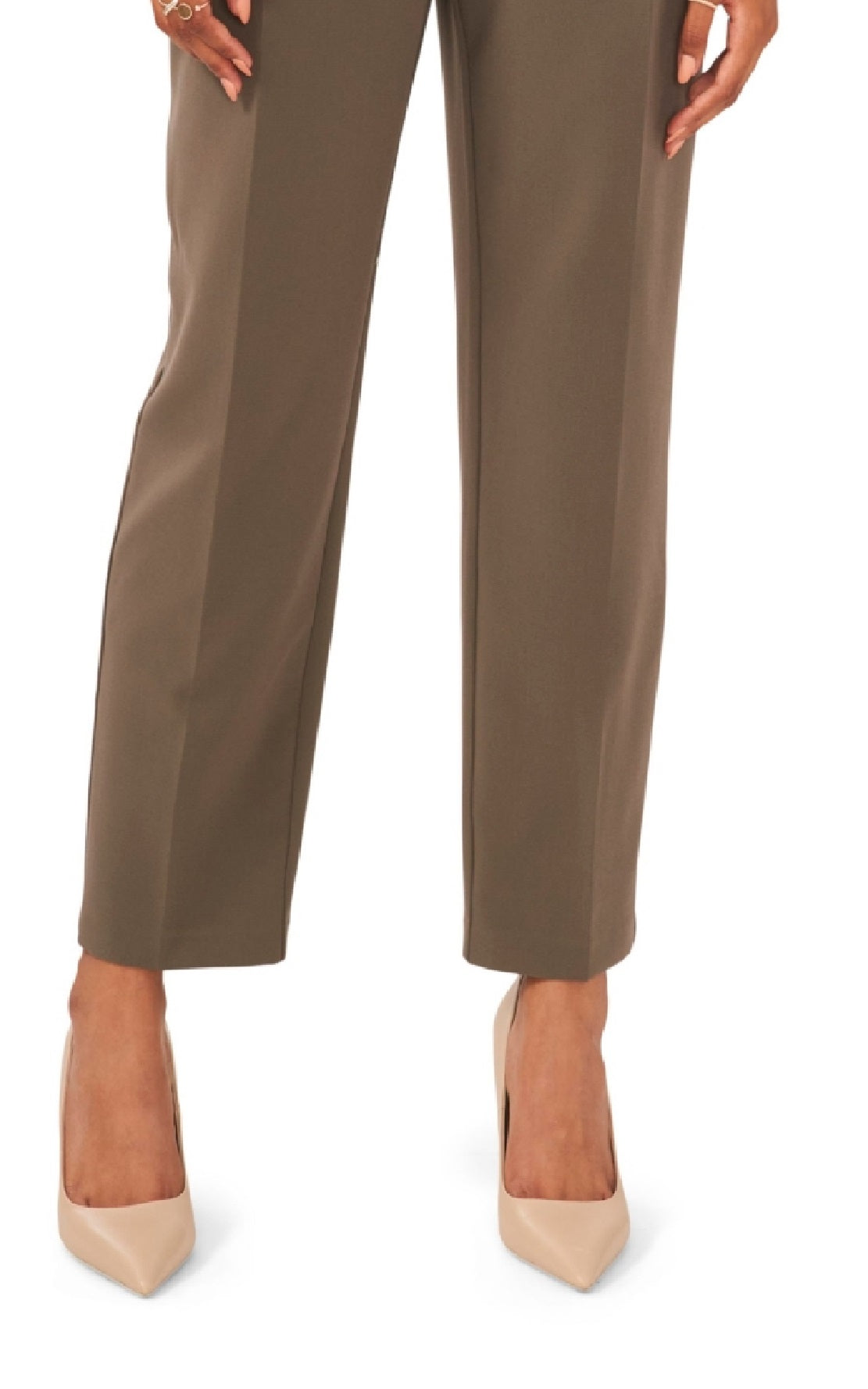 Vince Camuto Women's Pleated Straight Leg Trousers Green Size 14