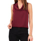 Vince Camuto Women's Hammered Satin Sleeveless Cowl Neck Top Red Size Medium