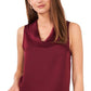 Vince Camuto Women's Hammered Satin Sleeveless Cowl Neck Top Red Size Medium
