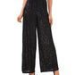 CeCe Women's Pull On Elastic Waist Wide Leg Sequin Pants Black Size X-Large