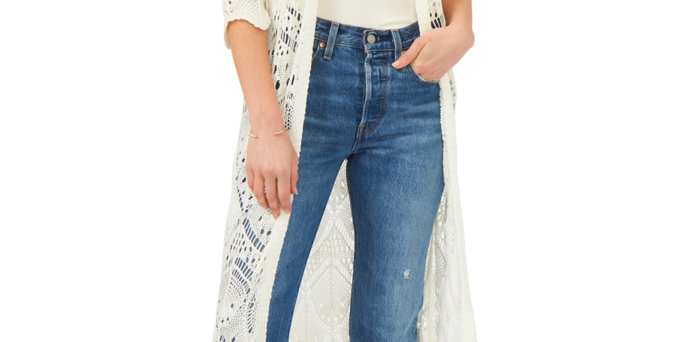 Vince Camuto Women's Open Stitch Duster White Size Medium