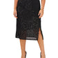 Vince Camuto Women's Sequin Slit Hem Midi Skirt Black Size 1X