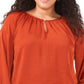 Vince Camuto Women's Keyhole Rumple Satin Blouse Orange Size 2X