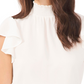 1.STATE Women's Flutter Sleeve Smocked Blouse White