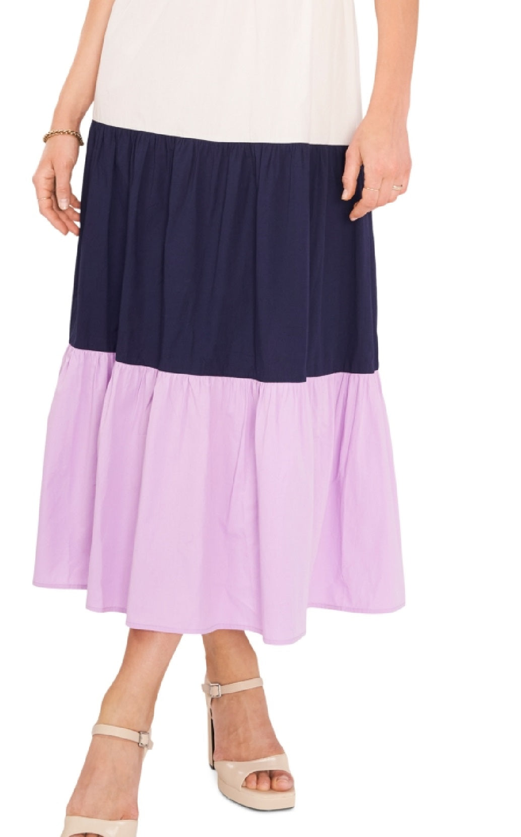 Riley & Rae Women's Colorblocked Midi Dress White Size Small