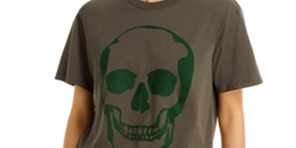 Chaser Women's Skull Graphic Tee Gray Size Medium