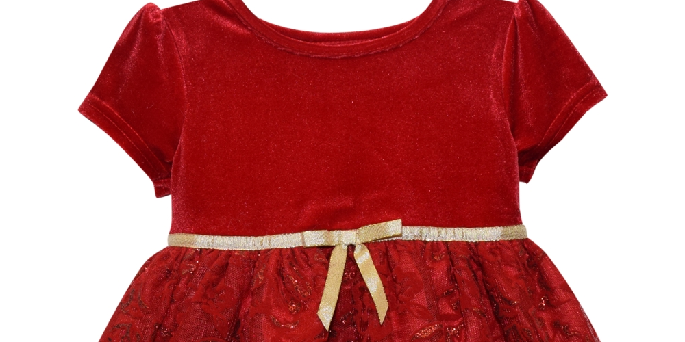 Blueberi Boulevard Baby Girl's Fit and Flare Velvet Flocked Lace Dress Red Size 6-9MOS