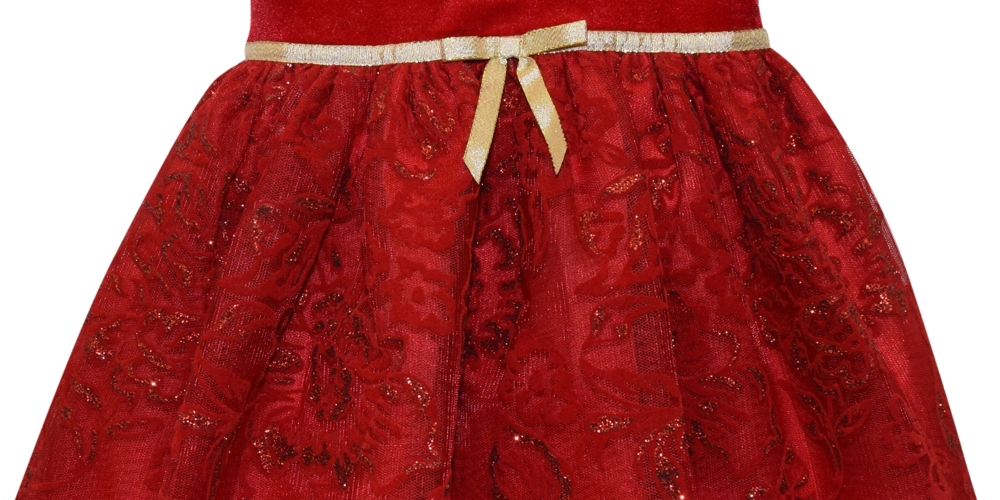 Blueberi Boulevard Baby Girl's Fit and Flare Velvet Flocked Lace Dress Red Size 6-9MOS