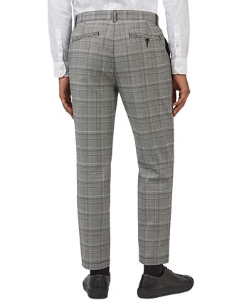 Ben Sherman Men's Heritage Slim Fit Check Plaid Tapered Pants Black Size 38X32