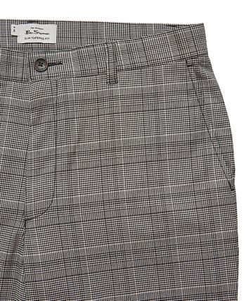 Ben Sherman Men's Heritage Slim Fit Check Plaid Tapered Pants Black Size 38X32