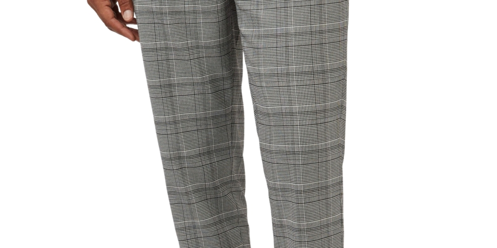 Ben Sherman Men's Heritage Slim Fit Check Plaid Tapered Pants Black Size 38X32