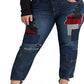 Ralph Lauren Women's Patchwork Relaxed Tapered Ankle Jeans Blue Size Petite Small