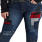 Ralph Lauren Women's Patchwork Relaxed Tapered Ankle Jeans Blue Size Petite Small