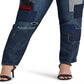 Ralph Lauren Women's Patchwork Relaxed Tapered Ankle Jeans Blue Size Petite Small