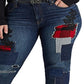 Ralph Lauren Women's Patchwork Relaxed Tapered Ankle Jeans Blue Size 18W