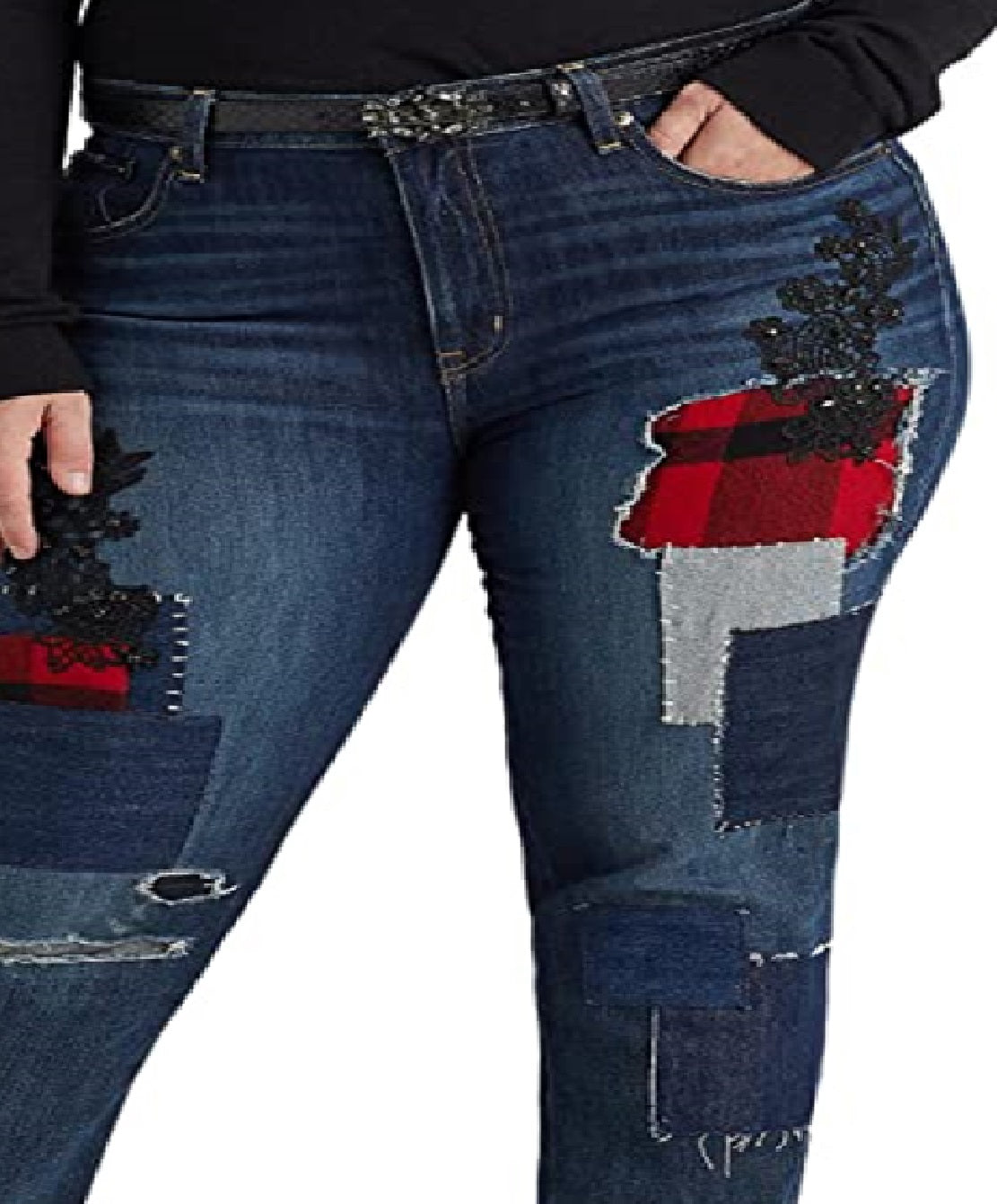 Ralph Lauren Women's Patchwork Relaxed Tapered Ankle Jeans Blue Size 18W