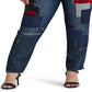 Ralph Lauren Women's Patchwork Relaxed Tapered Ankle Jeans Blue Size 18W