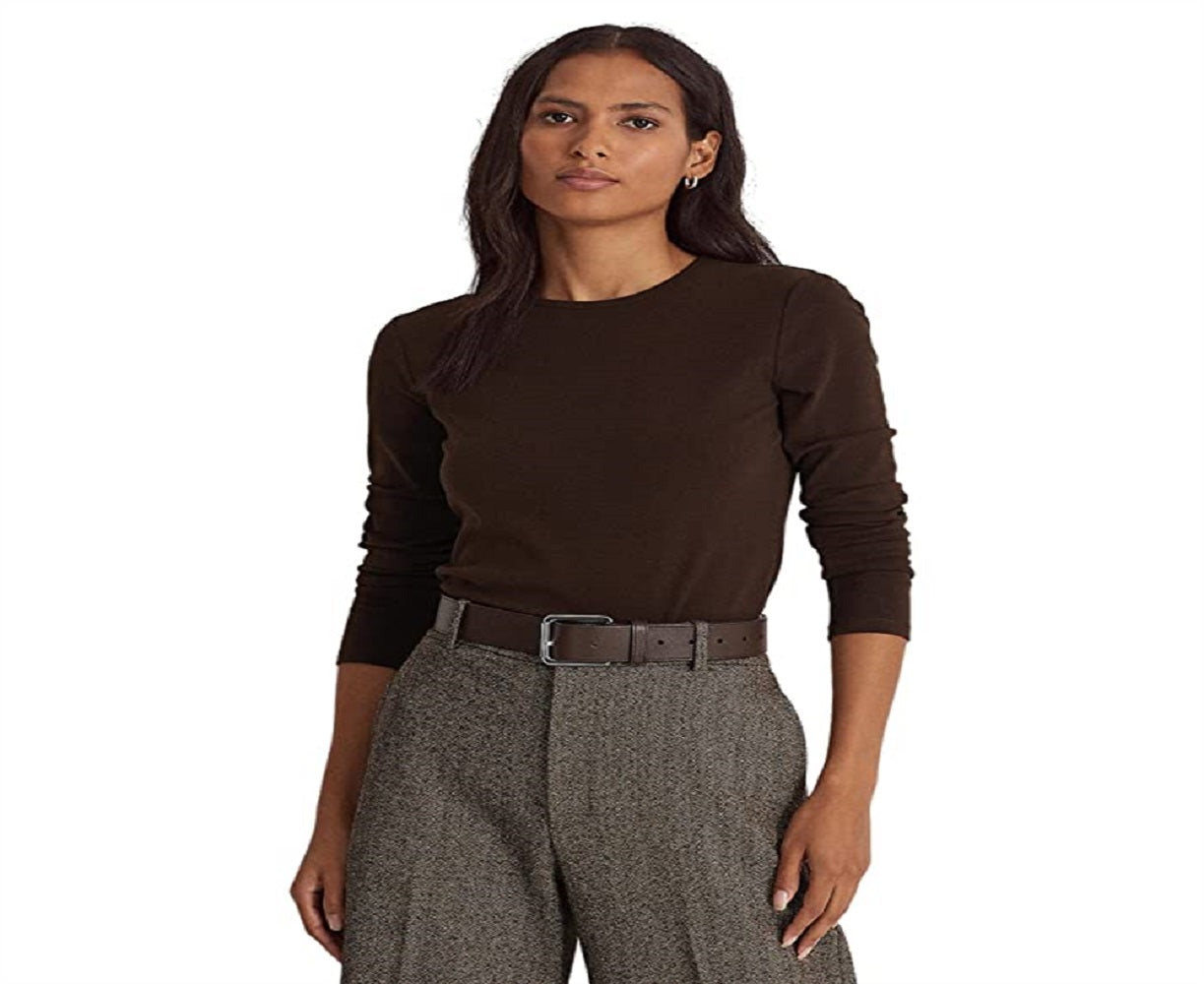 Ralph Lauren Women's Cotton Blend Long Sleeve Top Brown Size Medium