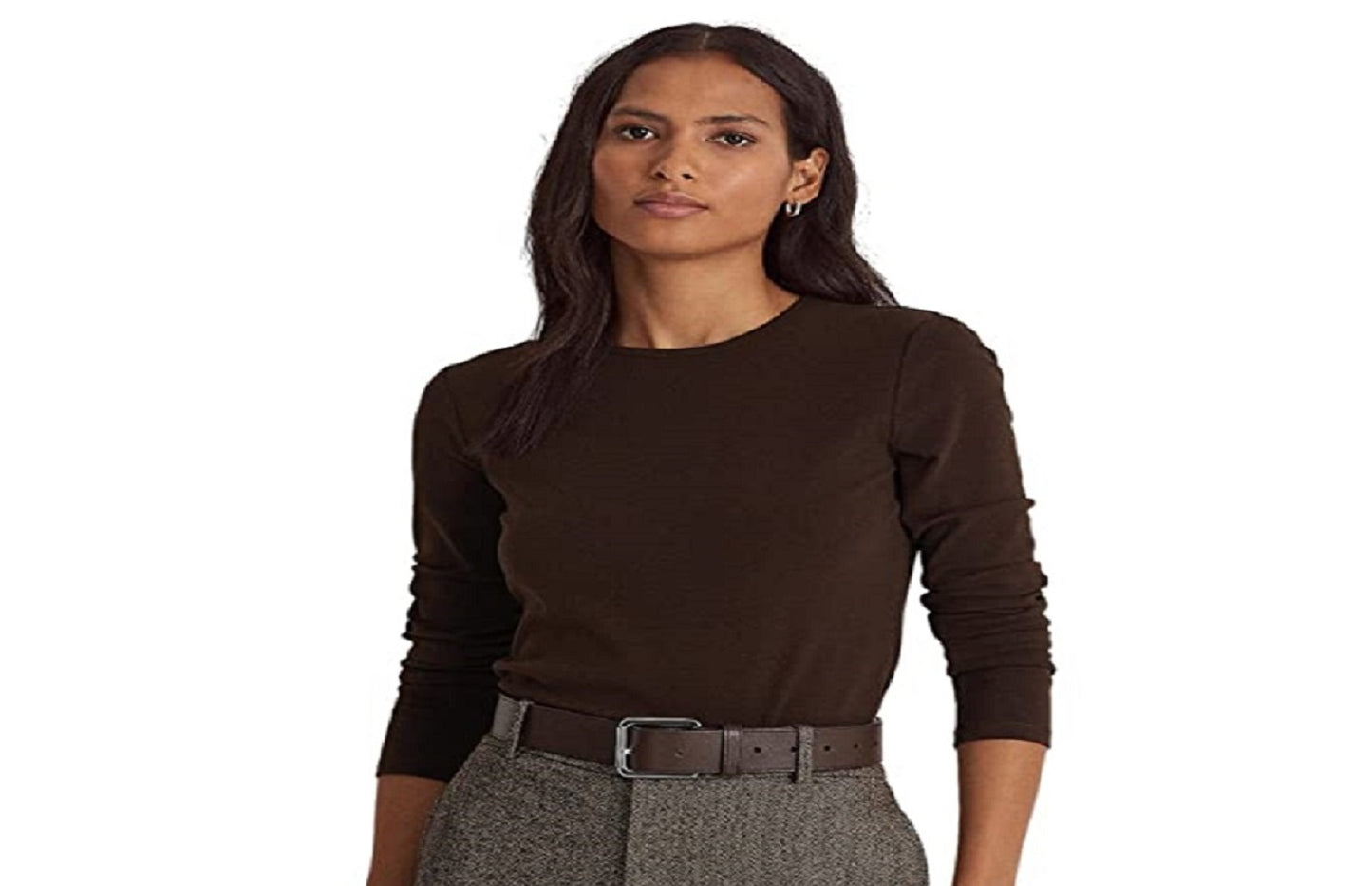 Ralph Lauren Women's Cotton Blend Long Sleeve Top Brown Size Medium