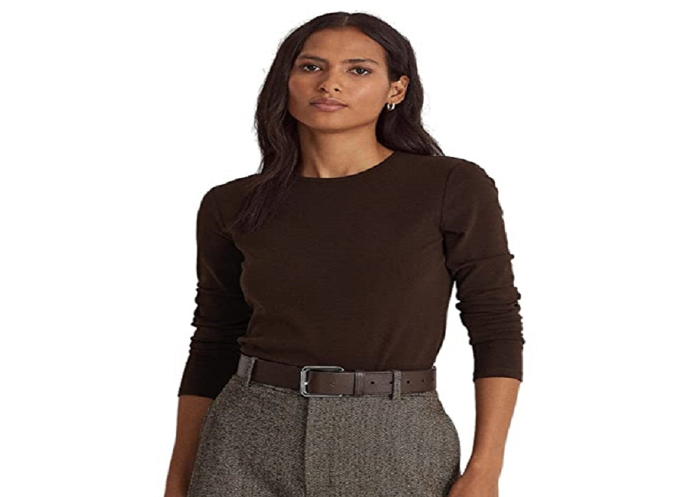 Ralph Lauren Women's Cotton Blend Long Sleeve Top Brown Size X-Small