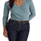 Ralph Lauren Women's Surplice Jersey Top Blue Size X-Large