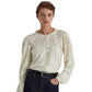 Ralph Lauren Women's Eyelet Embroidered Cotton Blend Top White Size Medium
