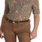 Ralph Lauren Women's Paisley Stretch Cotton Boatneck Tee Green Size Large