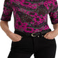 Ralph Lauren Women's Paisley Stretch Cotton Tee Pink Size Large