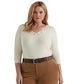 Ralph Lauren Women's Lace Trim Stretch Cotton Top Beige Size 3X