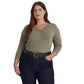 Ralph Lauren Women's Lace Trim Stretch Cotton Top Green Size 3X