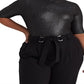 Ralph Lauren Women's Metallic Stretch Jersey Turtleneck Black Size 2X