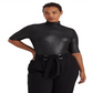Ralph Lauren Women's Metallic Stretch Jersey Turtleneck Black Size 2X