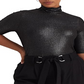 Ralph Lauren Women's Metallic Stretch Jersey Turtleneck Black Size 2X