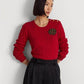 Ralph Lauren Women's Button Trim Cable Knit Sweater Red