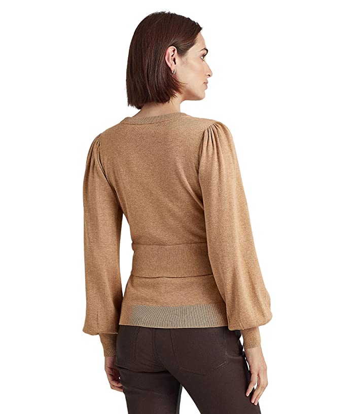 Ralph Lauren Women's Belted Cotton Blend Sweater Brown Size Small