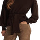 Ralph Lauren Women's Belted Cotton Blend Sweater Brown Size X-Large