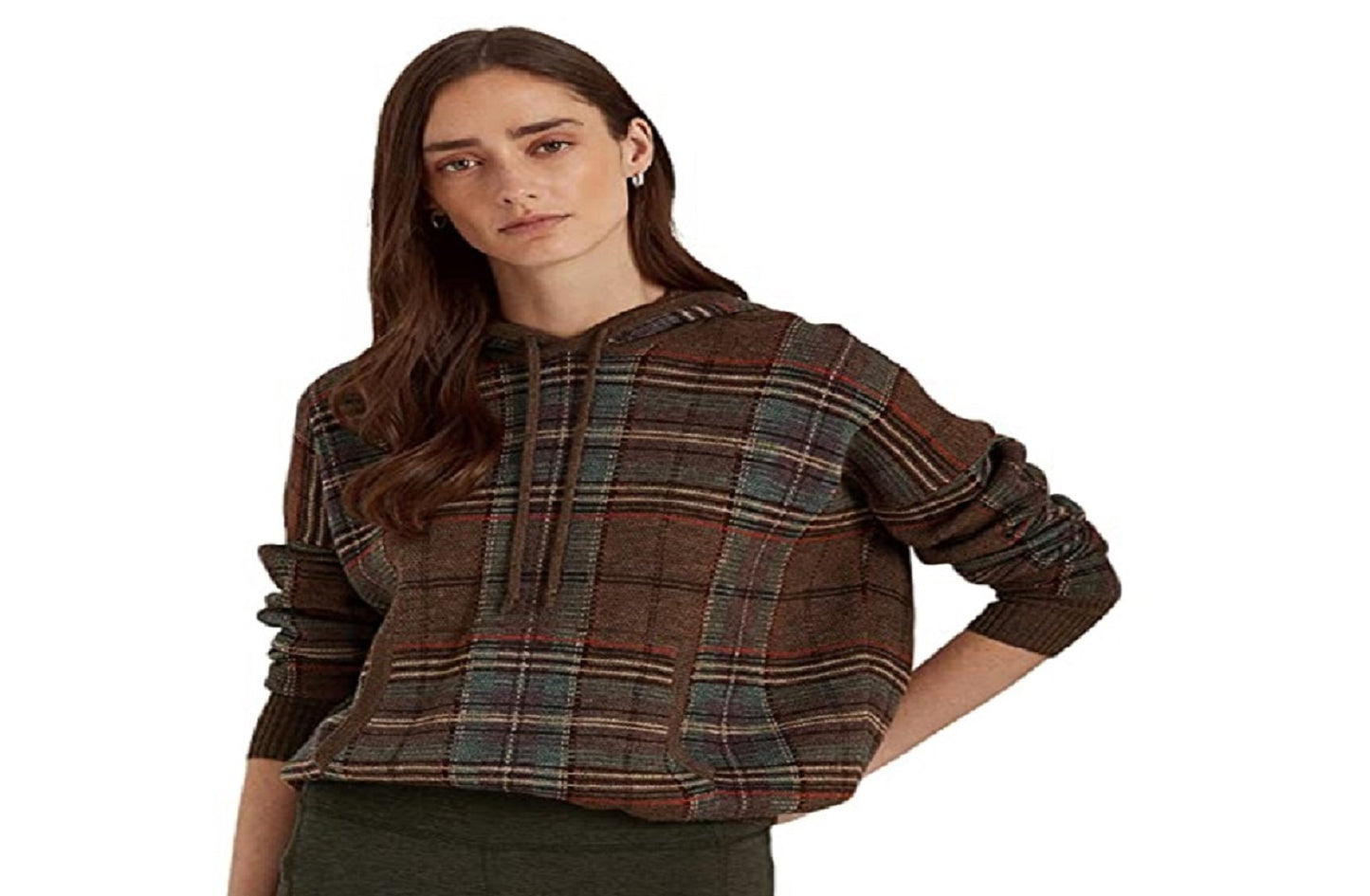 Ralph Lauren Women's Plaid Merino Wool Hoodie Sweater Assorted Size Medium