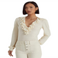 Ralph Lauren Women's Ruffle Trim Jersey Sweater White Size X-Large